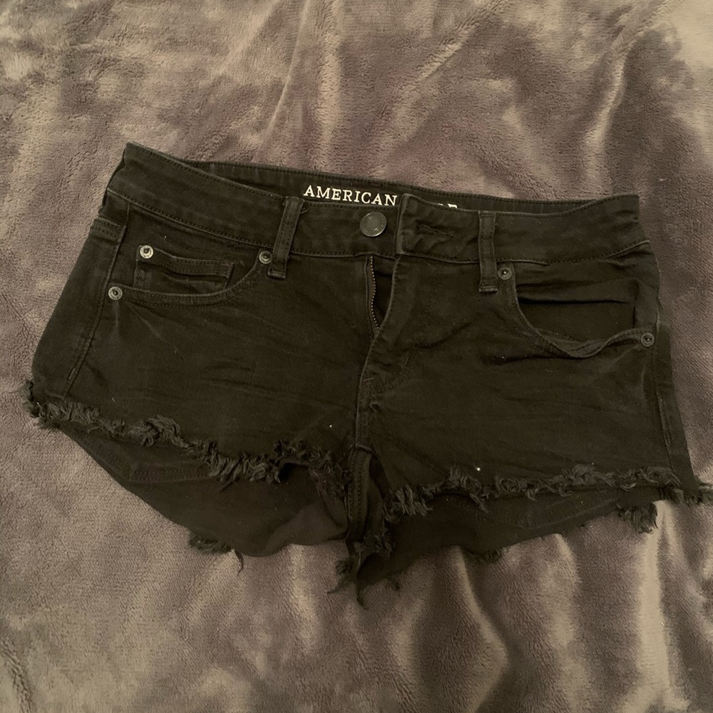 American Eagle black low rise jean shorts